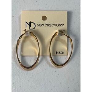 New Directions Gold-Toned Long Hoop Earrings NWT